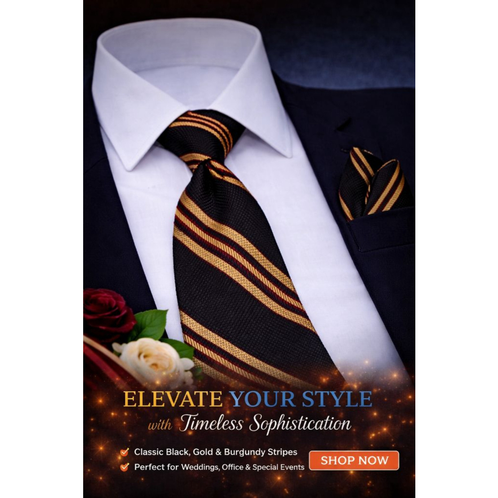 Donna Karan New York Black Gold Striped Men's Tie